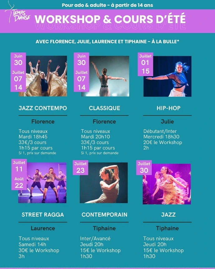 Nos prochains workshop de danse